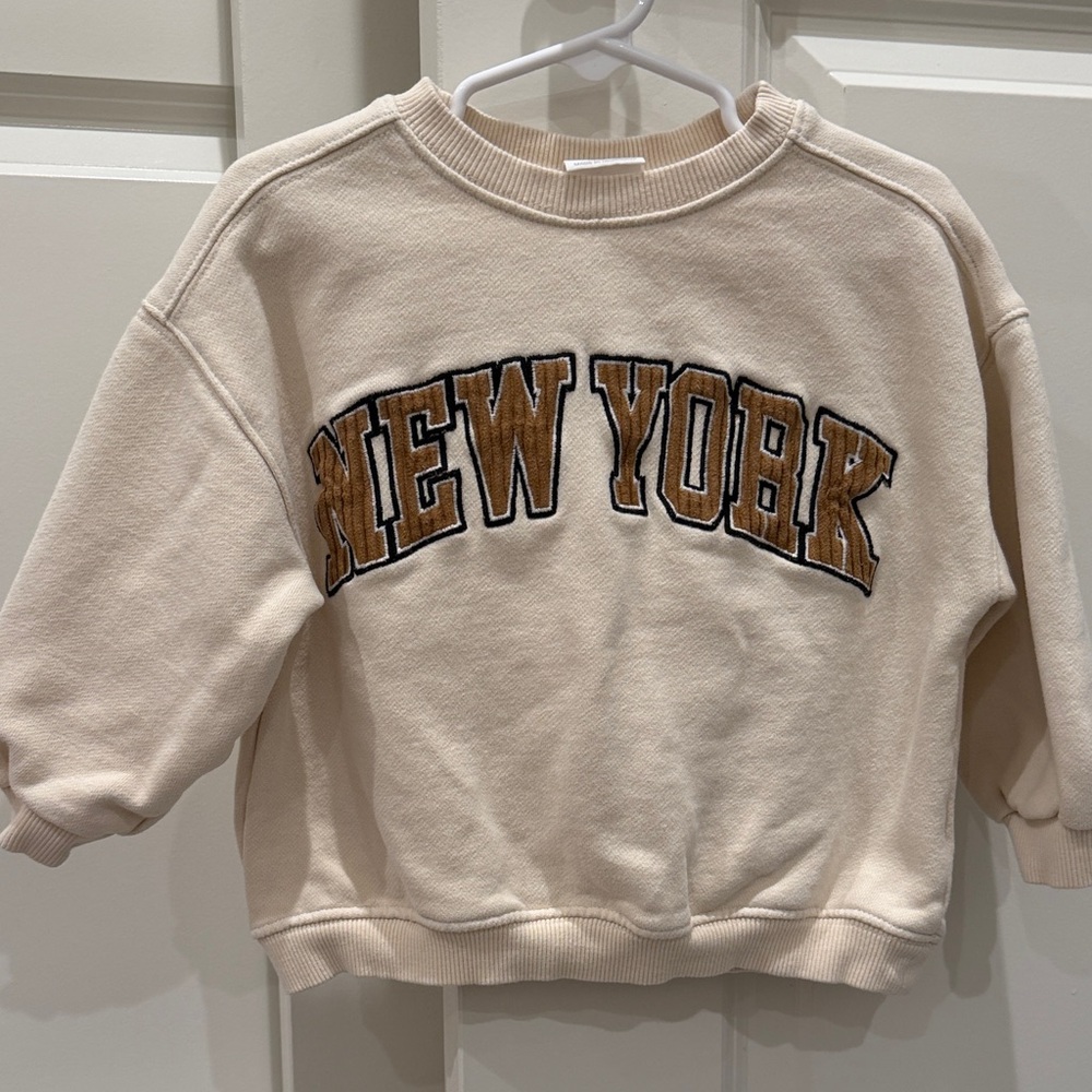 Zara Cream sweatshirt with corduroy details